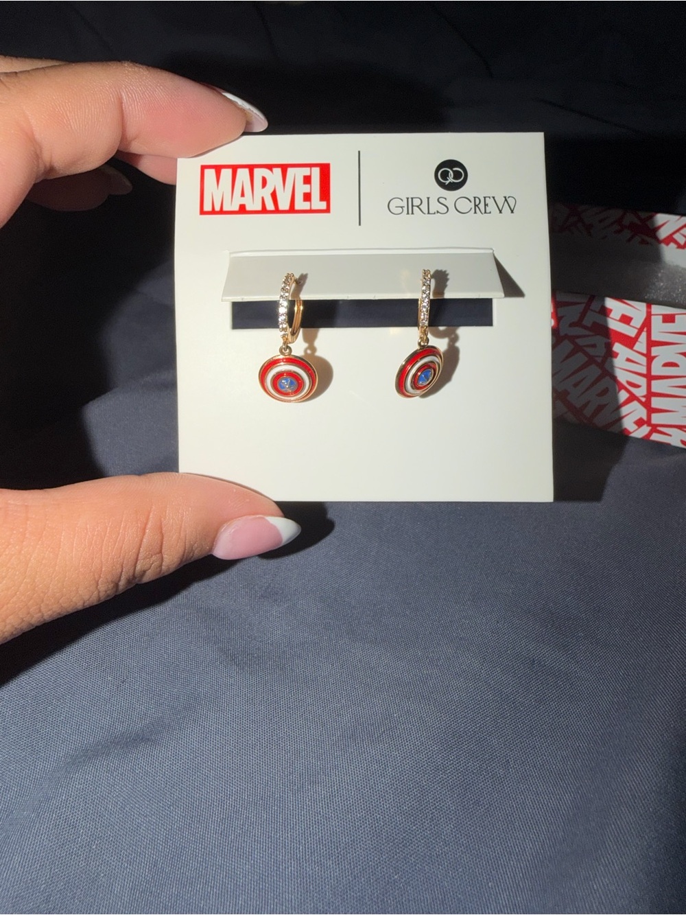 Girls Crew Captain America earrings
